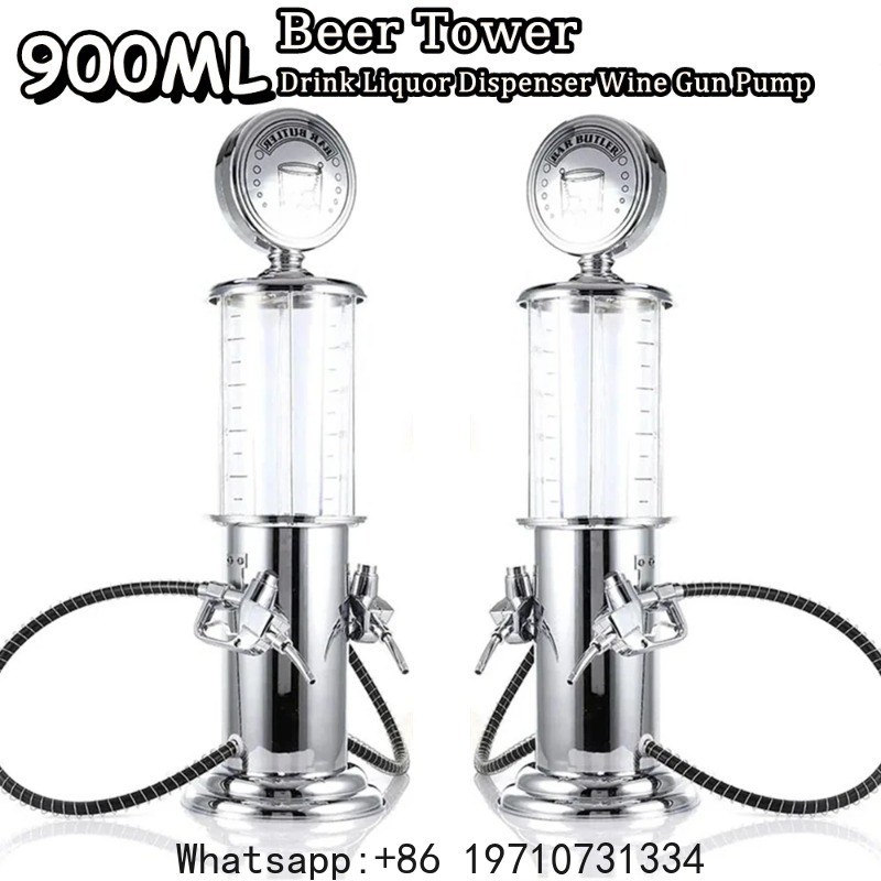 Wine Beer Garden - 900ML Bier-Tower-Getränkespender mit Pumpfunktion, 1/2-Shot Alkohol-Getränkespender