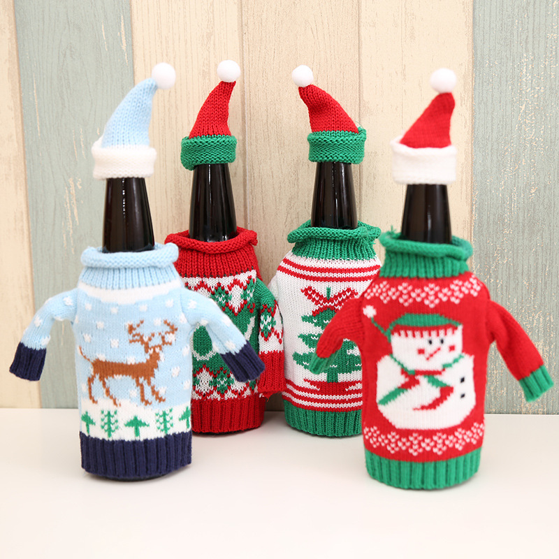 Beer Wine Kit - High-End gestrickte Weihnachten Neujahr Pullover Rotwein