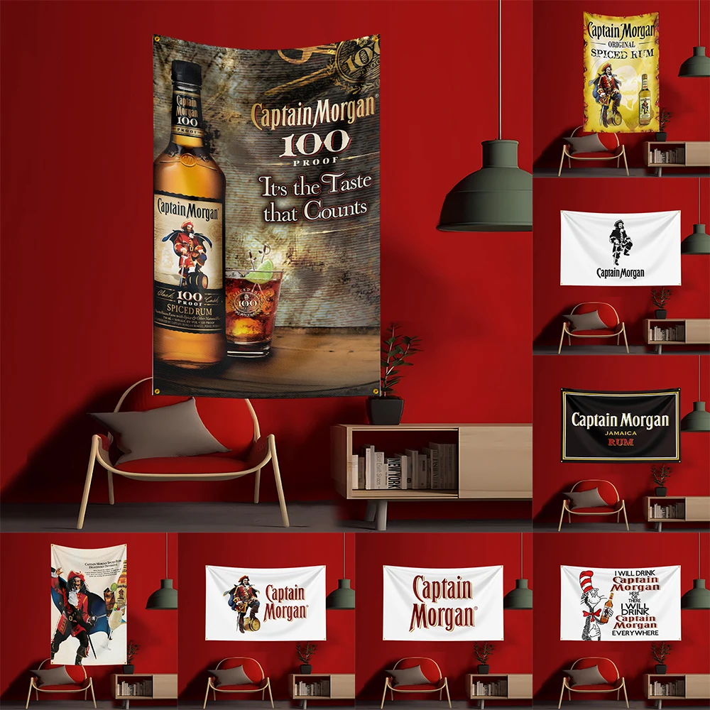 Wine Beer Garden - 90X150CM C-Captain Morgans Rum-Flagge, Polyester, bedruckt,